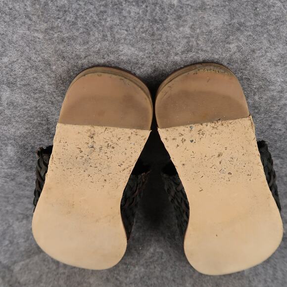 Casual Shoes Womens 7 Sandals Slides Woven Leather Slip On Flat Open Toe Boho - Picture 9 of 10